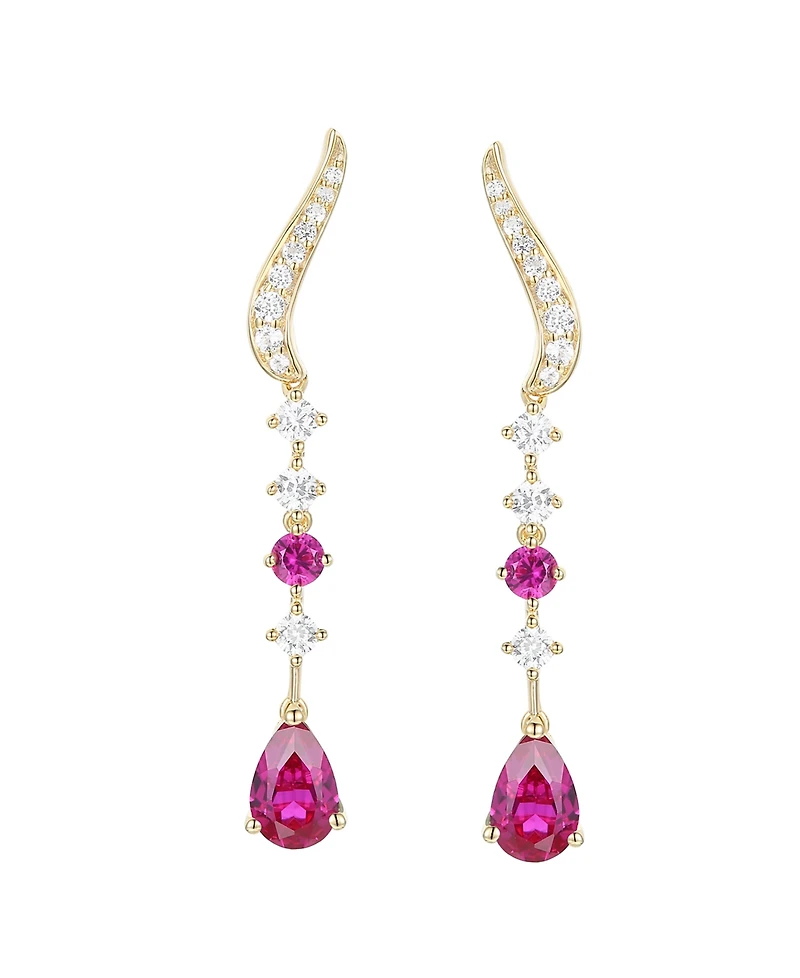 Macy's Lab-Grown Ruby (1/6 ct. t.w.) & White Sapphire (1/2 Earring 14k Gold Over Sterling Silver (also Emerald Sapphire)
