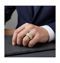 Men's Large Clear Cubic Zirconia with Smaller Accent Cz Adjustable Band Ring