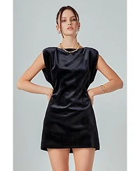 English Factory Women's Velvet Power Shoulder Mini Dress
