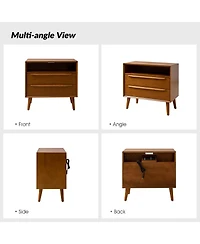 Hulala Home Kay Mid-century Modern 2 - Drawer Nightstand with Built-In Outlets