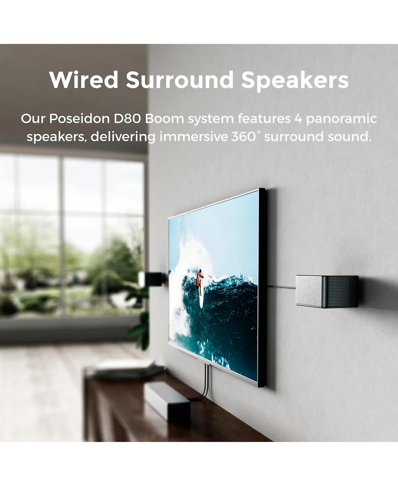 Ultimea Poseidon D80 Boom 7.1 Channel Soundbar with Dolby Atmos, Home Theater Sound System with Wireless Subwoofer, 500W