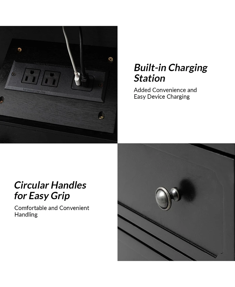 Hulala Home Kamilo Transitional 2-Drawer Solid Wood Nightstand