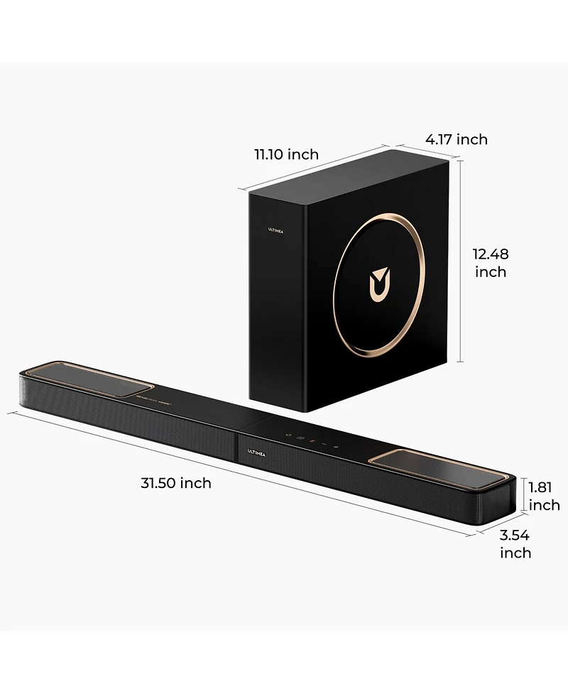 Ultimea Skywave F30 3.1.2ch Sound Bar with Dolby Atmos for Smart Tv, Home Theater, 300W