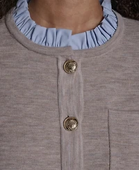 Bcbg Women's Crewneck Button-Front Sweater