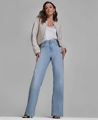 Bcbg Women's Wide Leg Mid Rise Jeans