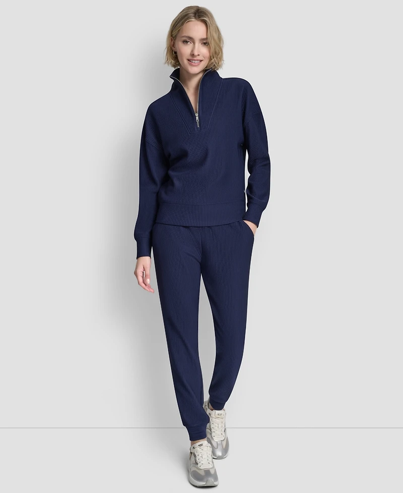 Dkny Women's Tech Ottoman Mock Neck Half-Zip Top