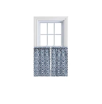 Ellis Curtain Ellis Athens Printed Tile Design on Navy Ground High Quality Tailored Tiers 1.5" Rod Pocket Navy