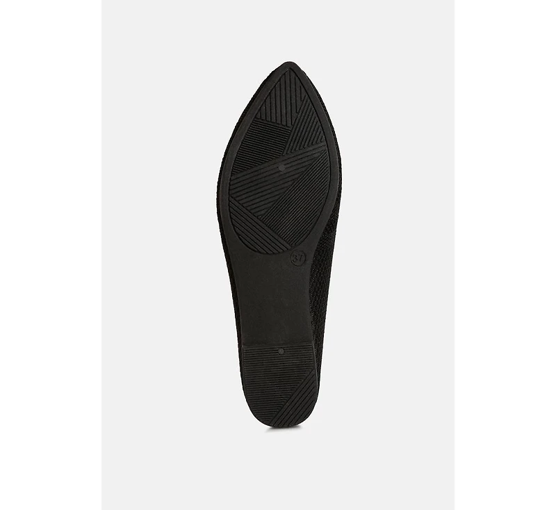 Akili Knit Textile Solid Flats Women