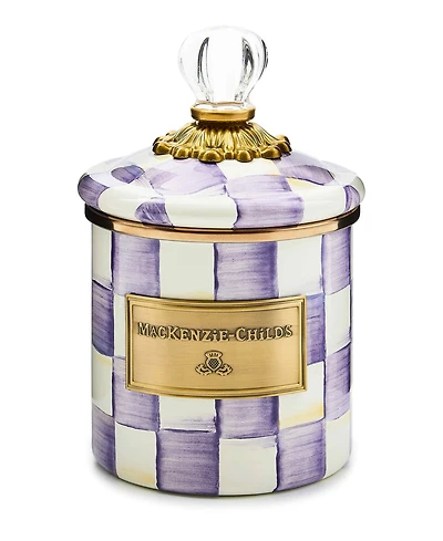 MacKenzie-Childs Violet Check Handmade Demi Canister