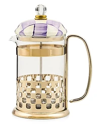 MacKenzie-Childs Violet Check Handmade French Press Coffee Maker