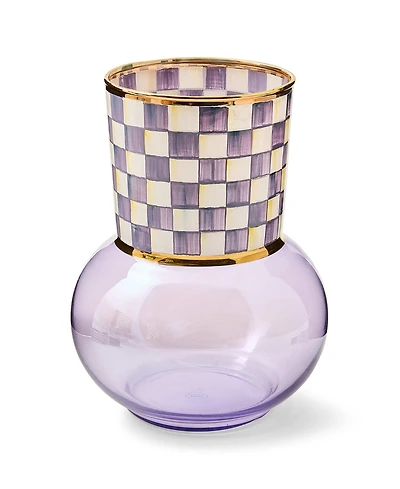 MacKenzie-Childs Violet Check Glass Vase