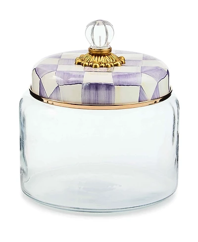 MacKenzie-Childs Violet Check Medium Kitchen Canister
