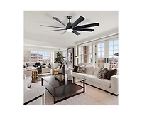 Sofucor 72-inch Classic Matte Black 8-Blade Ceiling Fan With Remote Control and Light kit