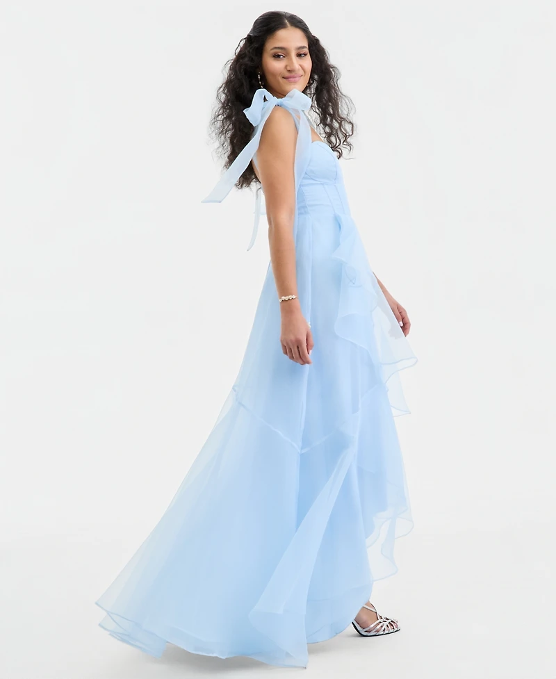 B Darlin Juniors' Sweetheart-Neck Tie-Strap Bustier Gown