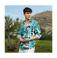 Campus Sutra Men's Sea Green Abstract Imprint Shirt