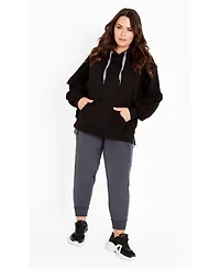 Avenue Women's Plus Frill Eggplant Hoodie