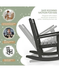 WestinTrends 3-Piece Kids Outdoor Rocking Chairs Set With Square Side Table