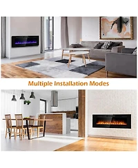 Sugift 50 Inch Recessed Ultra Thin Electric Fireplace with Timer
