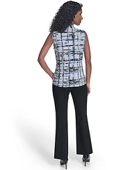 Calvin Klein Petite Printed V-Neck Sleeveless Top