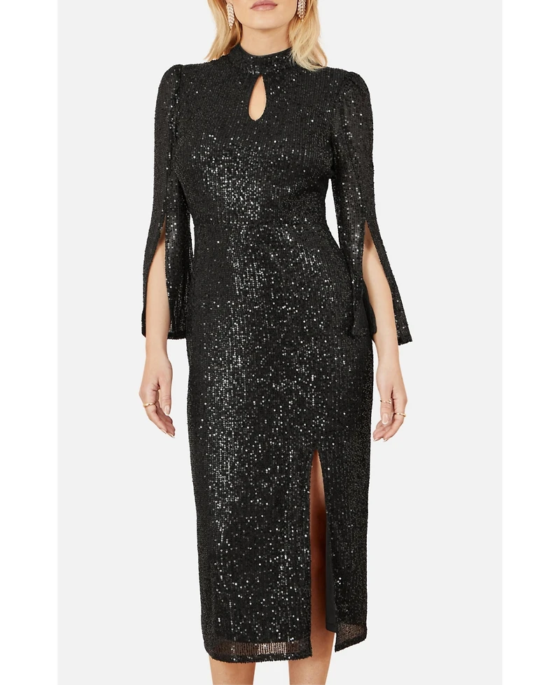Yumi Women's Sequin Fitted Midi Dress