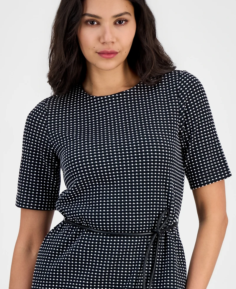 Anne Klein Women's Elbow-Sleeve Tie-Waist Midi Dress