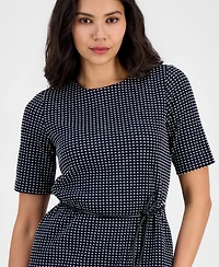 Anne Klein Women's Elbow-Sleeve Tie-Waist Midi Dress