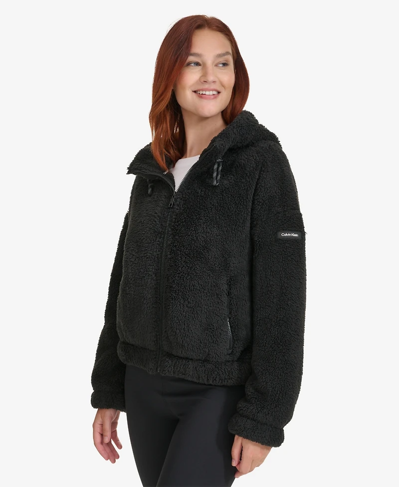 Calvin Klein Women's Performance Oversized Hooded Sherpa Jacket