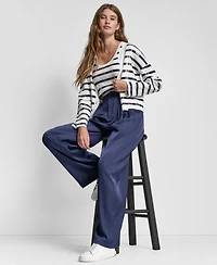 Dkny Jeans Women's High-Rise Pleated Wide Leg Trousers