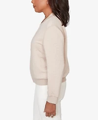 Alfred Dunner Petite Vienna Medallion Quilted Bomber Jacket