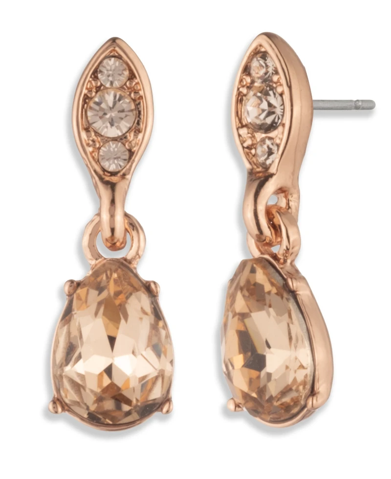 Givenchy Glass Crystal Post Drop Earrings ((also Silver-Tone and Rose Gold-Tone)