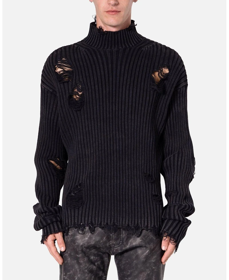 mnml Men's Distressed Crop Knit Sweater
