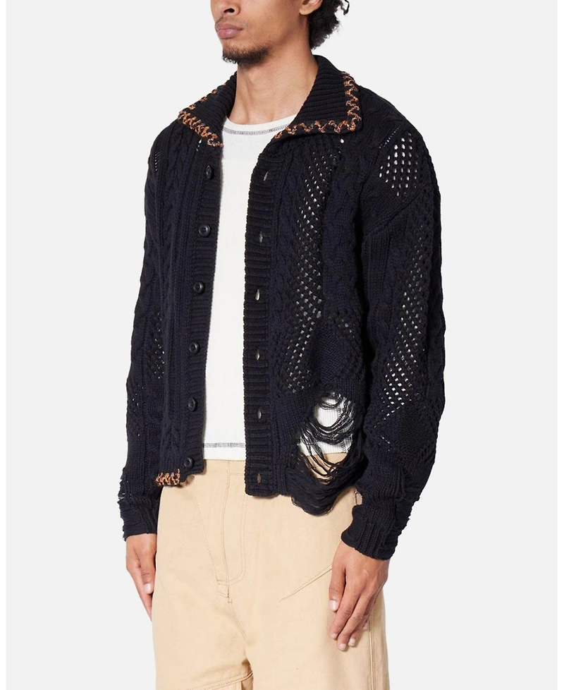 mnml Men's Chunky Distressed Knit Cardigan