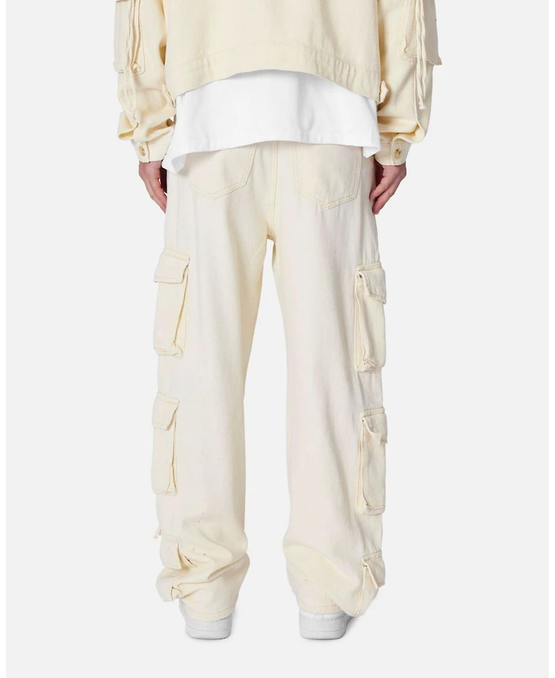 mnml Men's Brushed Twill Cargo Pants, Relaxed Fit, Multiple Utility Pockets, Adjustable Waist, Durable Fabric, Streetwear Style