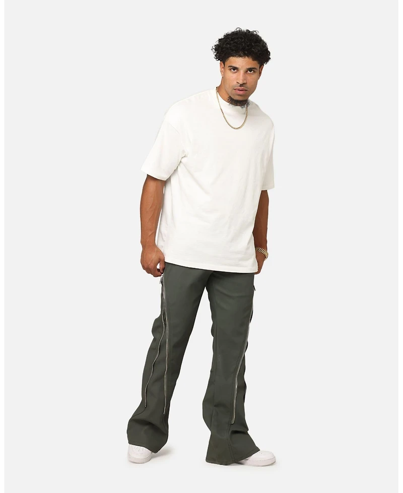 mnml Men's D519 Leather Zipper Flare Pant