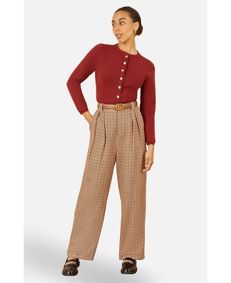 Yumi Women's Check Wide Leg Pants