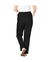 Woman Within Women's Tall Straight Leg Linen Pant