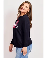 Avenue Women's Americana Long Sleeve Crewneck Sweater