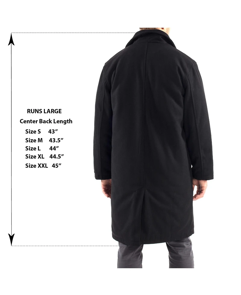 Alpine Swiss Men's Zach Men s Wool Blend Overcoat – Knee-Length Trench Coat, Runs Large for Layering Over Suits or Sweaters