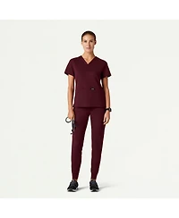 Jaanuu Women's Cesi 2-Pocket Slim Knit V-Neck Scrub Top