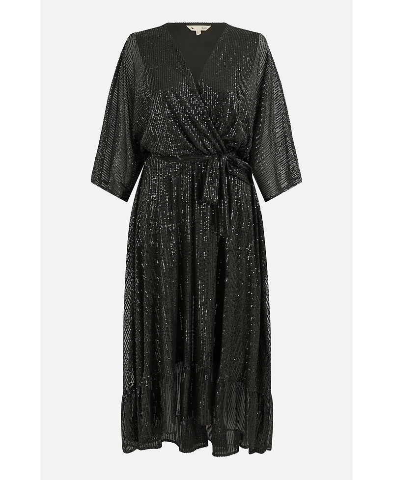 Yumi Women's Sequin Kimono Midi Wrap Dress
