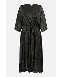 Yumi Women's Sequin Kimono Midi Wrap Dress