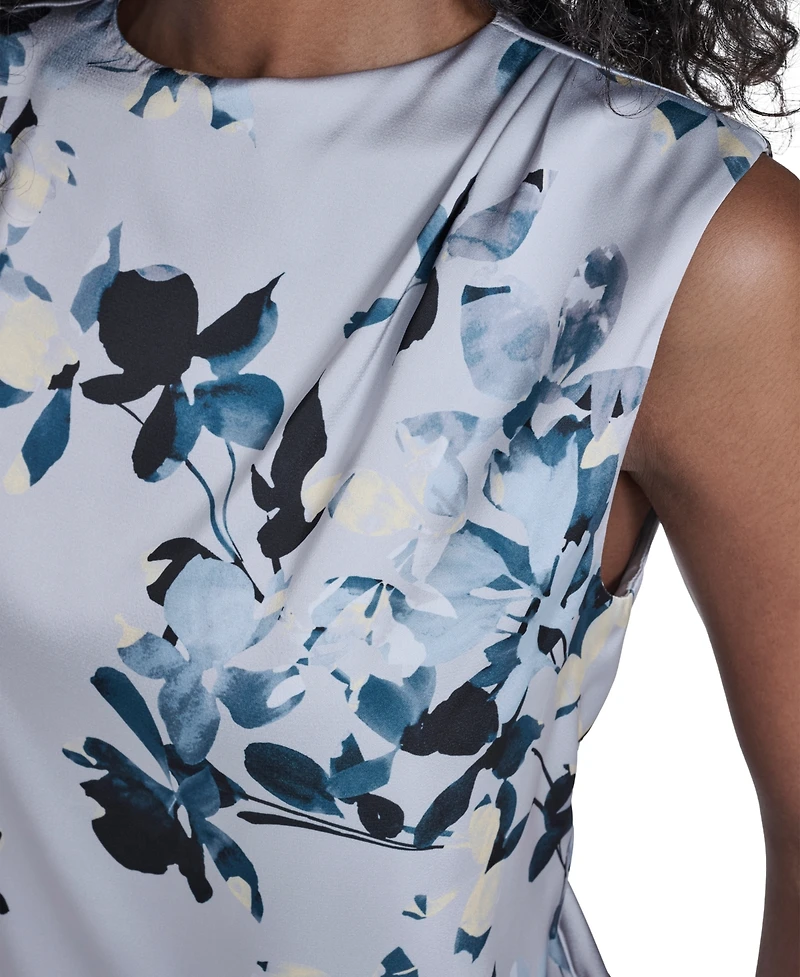 Calvin Klein Women's Printed Sleeveless Charm Back Keyhole Top