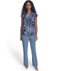 Calvin Klein Women's Printed Ruffle Front Top