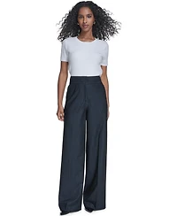 Calvin Klein Women's Faux Denim Wide Leg Pants