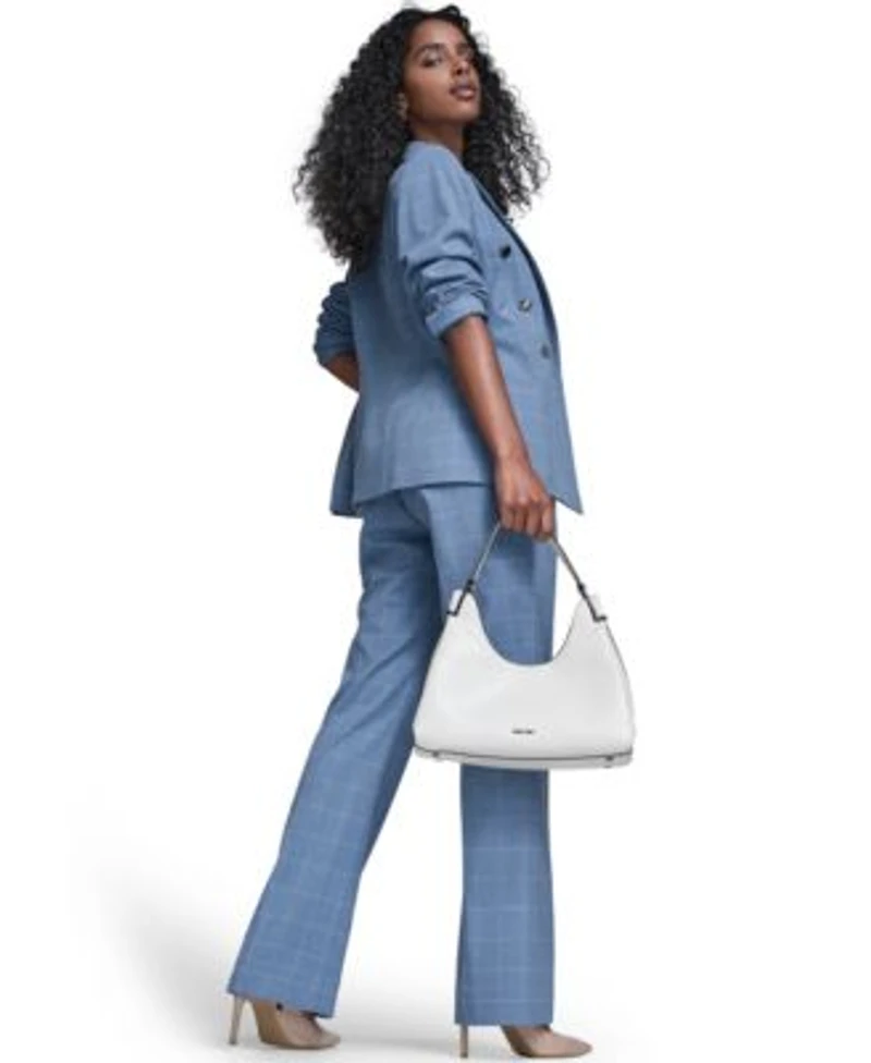 Calvin Klein Womens Windowpane Double Breast Jacket Sleeveless Collared Sweater Windowpane Modern Fit Pants