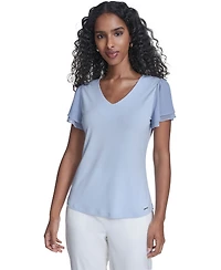 Calvin Klein Women's Solid V-Neck Blouse