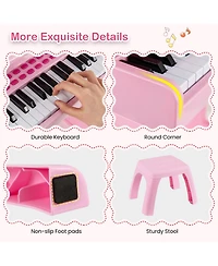 Hongge 37 Key Kids Piano Keyboard Set With Microphone Music Stand And Stool