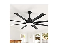 Sofucor 72-inch Modern Matte Black 8-Blade Ceiling Fan Light with Intelligent Remote Control, Supporting Voice and App Timing Functions