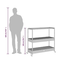 vidaXL Bar Cart 3-Tier Poly Rattan and Solid Wood Acacia