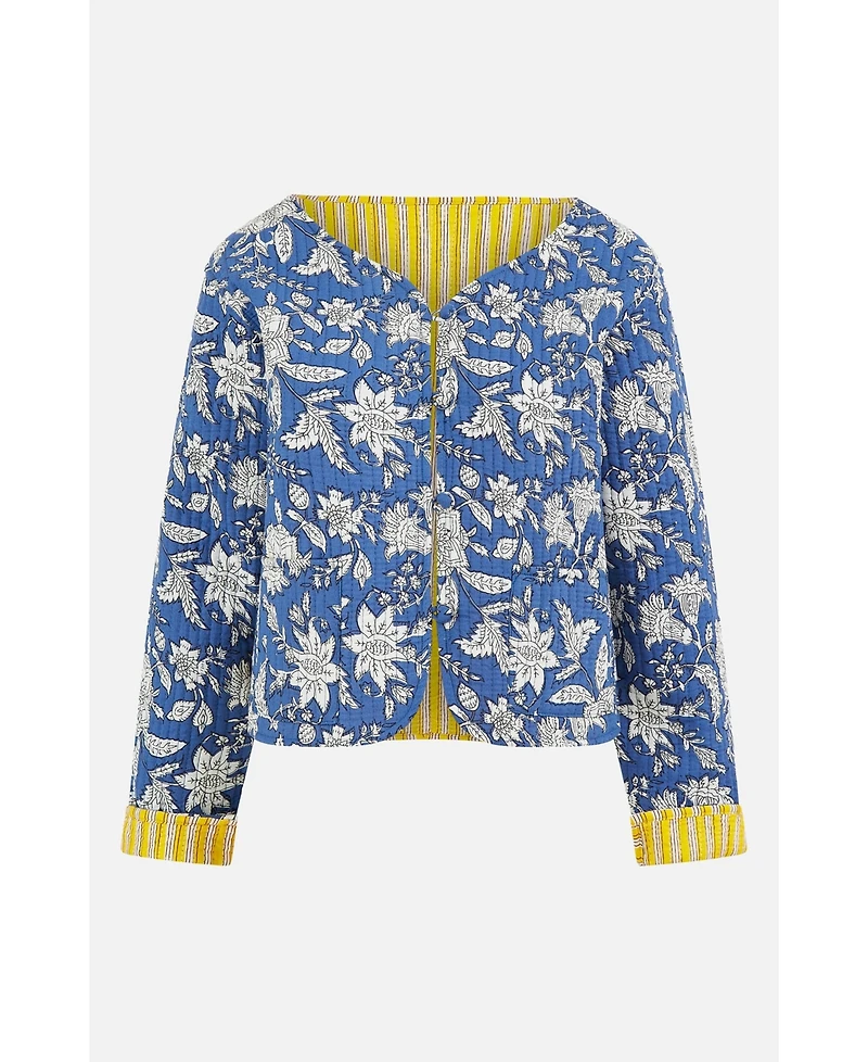 Yumi Women's Floral Reversible Cotton Quilted Jacket